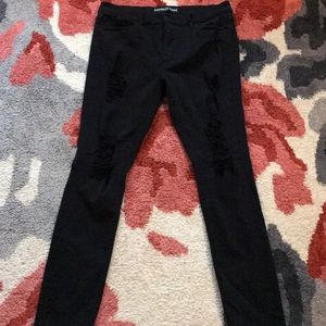 Black ripped mid rise jeans